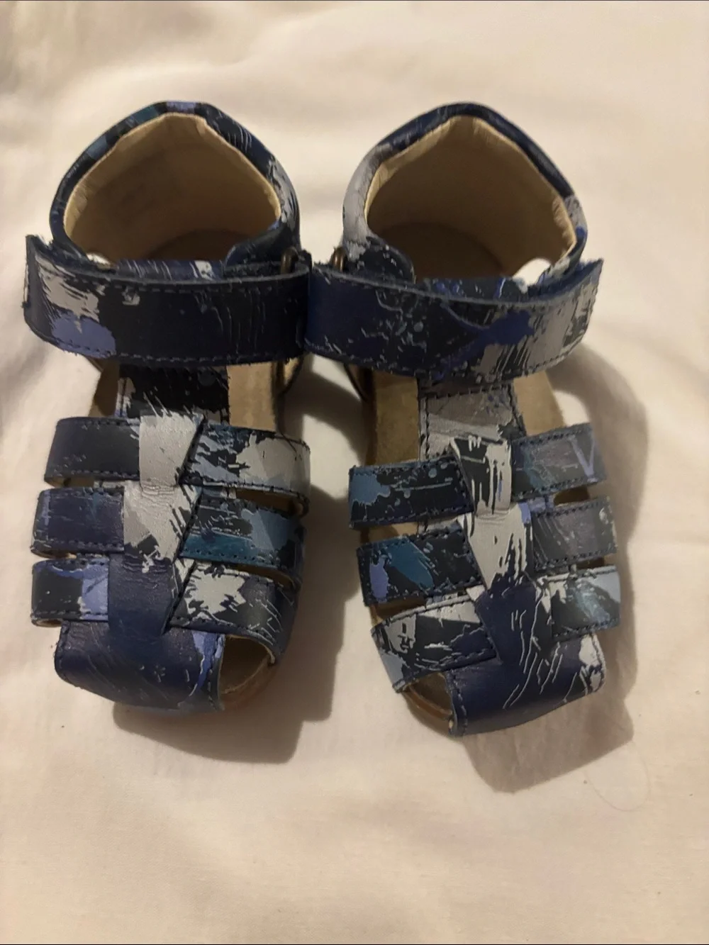 NWOT Alby sandalsChildren's Navy Blue Paint-Effect Fisherman Sandals